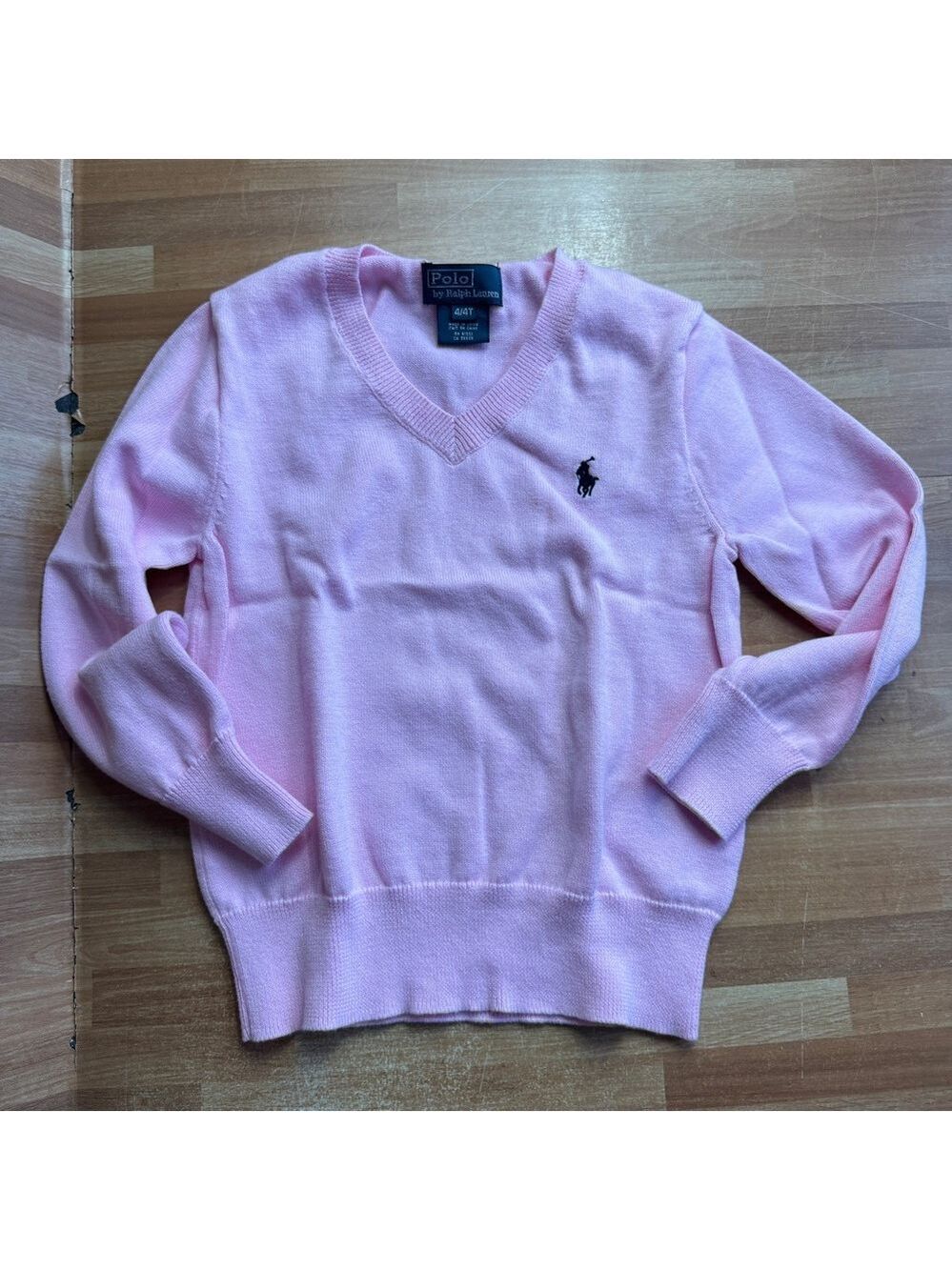 Ralph Lauren Pima cotton V-neck sweater in pink, size 4T.